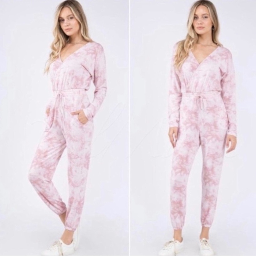 Blush Pink French Terry Jumpsuit - USA Made